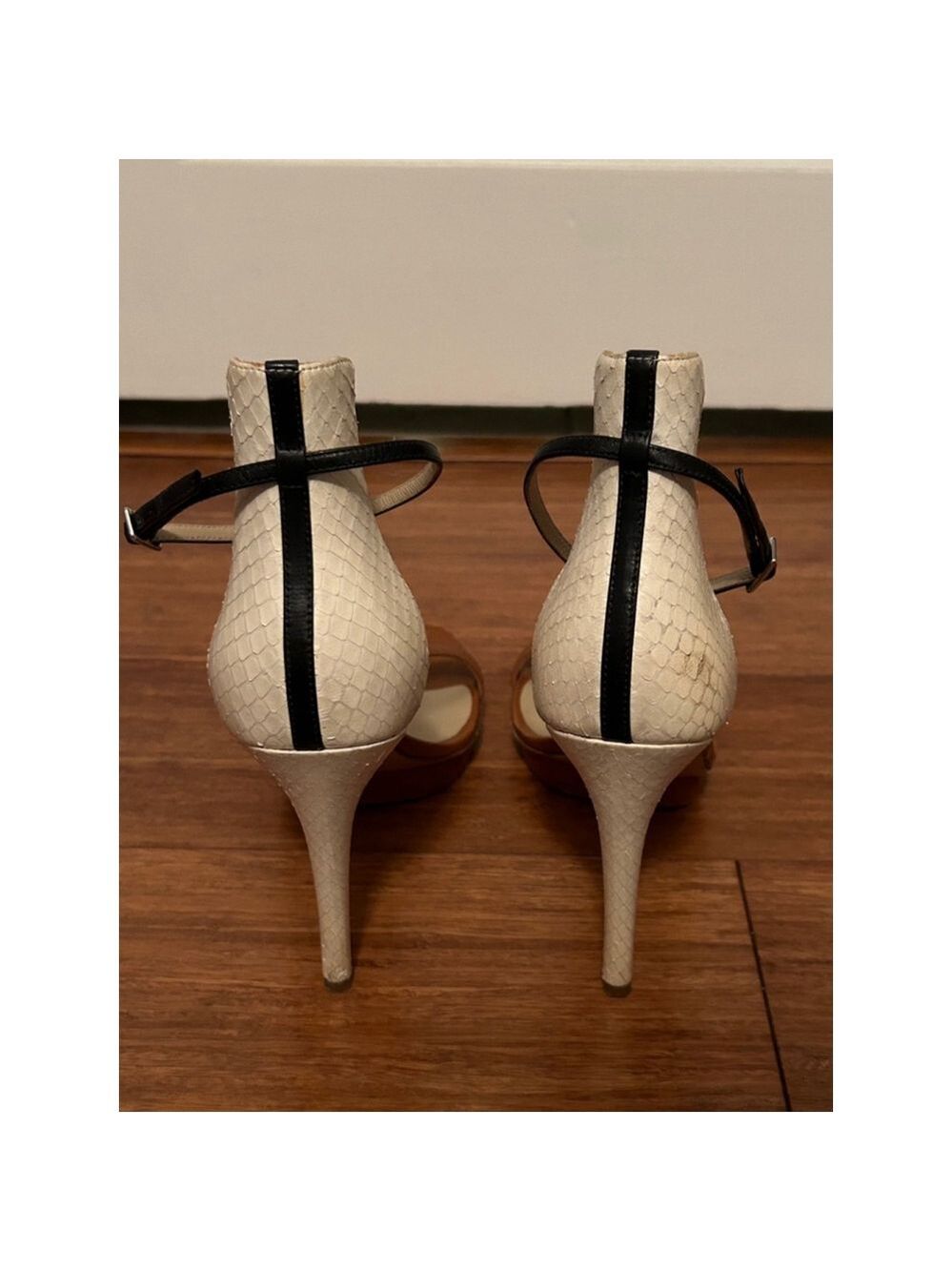 Michael Kors Natasia Three Tone Naked Sandal Brown & White Sandals Size 39 - Picture 4 of 10